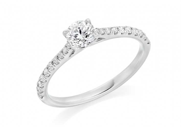 18ct White Gold Round Brilliant Cut Diamond Solitaire Ring 0.56ct