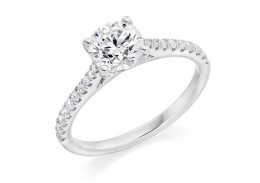 18ct White Gold Round Brilliant Cut Diamond Solitaire Ring 0.96ct