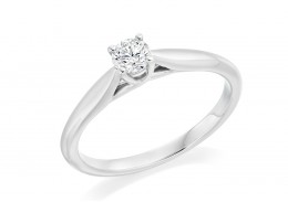 18ct White Gold Round Brilliant Cut Diamond Solitaire Ring 0.24ct