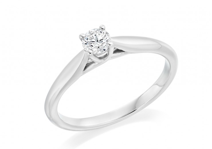 18ct White Gold Round Brilliant Cut Diamond Solitaire Ring 0.24ct