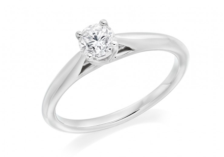 18ct White Gold Round Brilliant Cut Diamond Solitaire Ring 0.50ct