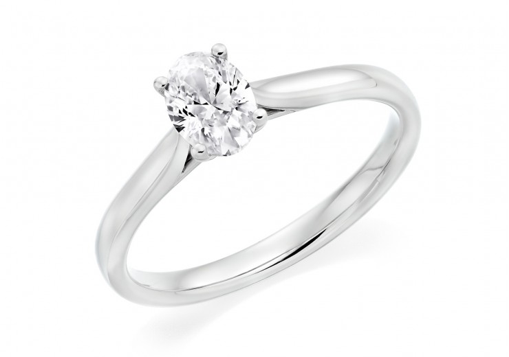 18ct White Gold Oval Cut Diamond Solitaire Ring 0.70ct
