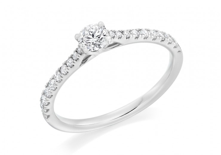 18ct White Gold Round Brilliant Cut Diamond Solitaire Ring 0.50ct