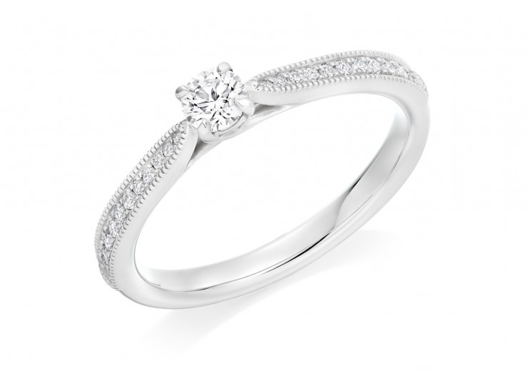 18ct White Gold Round Brilliant Cut Diamond Solitaire Ring 0.35ct