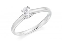 18ct White Gold Oval Cut Diamond Solitaire Ring 0.25ct