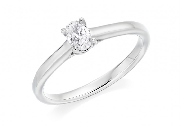 18ct White Gold Oval Cut Diamond Solitaire Ring 0.25ct