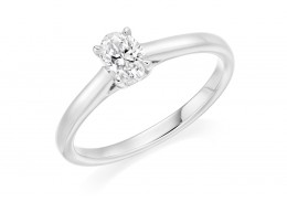 18ct White Gold Oval Cut Diamond Solitaire Ring 0.50ct