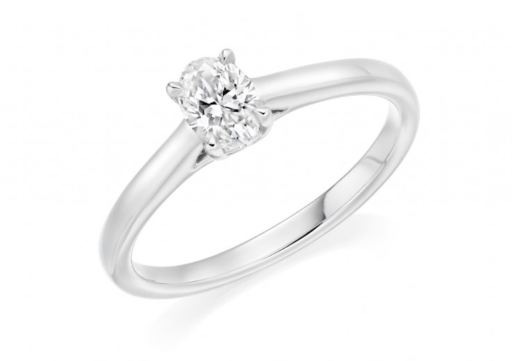 18ct White Gold Oval Cut Diamond Solitaire Ring 0.50ct