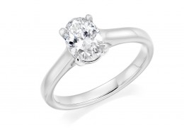 18ct White Gold Oval Cut Diamond Solitaire Ring 0.90ct