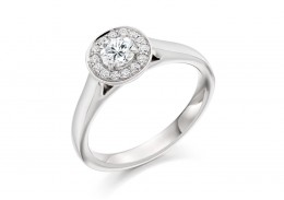 18ct White Gold Round Brilliant Cut Diamond Halo Ring 0.58ct