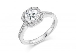 18ct White Gold Round Brilliant Cut Diamond Halo Ring 1.35ct