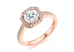 18ct Rose Gold Round Brilliant Cut Diamond Halo Ring 1.35ct