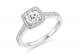 18ct White Gold Round Brilliant Cut Diamond Halo Ring 0.80ct