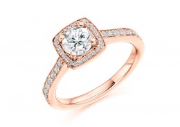 18ct Rose Gold Round Brilliant Cut Diamond Halo Ring 0.80ct