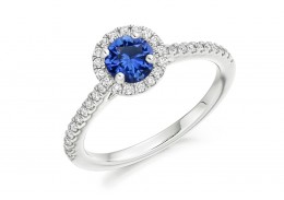 18ct White Gold Sapphire & Diamond Round Brilliant Cut Cluster Ring 1.05ct