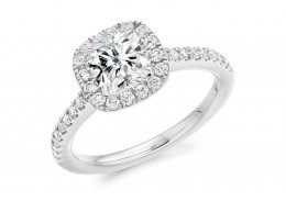 18ct White Gold Cushion Cut Diamond Halo Ring 1.35ct