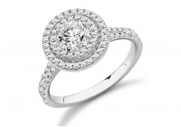 18ct White Gold Round Brilliant Diamond Double Halo Ring 1.20ct