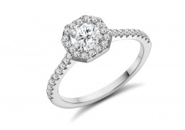 18ct White Gold Round Brilliant Cut Diamond Halo Ring 0.75ct