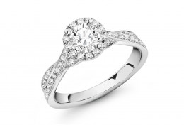 18ct White Gold Round Brilliant Cut Diamond Halo Ring 1.30ct