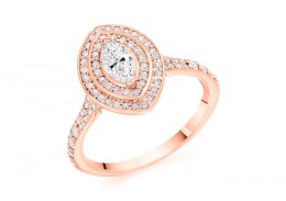 18ct Rose Gold Marquise Cut Diamond Double Halo Ring 0.70ct