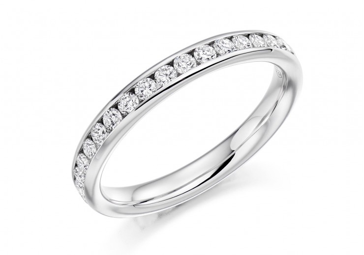 18ct White Gold Round Brilliant Cut Full Eternity Ring 0.75ct