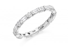 18ct White Gold Baguette & Round Brilliant Cut Full Eternity Ring 1.20ct