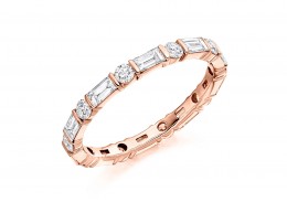 18ct Rose Gold Baguette & Round Brilliant Cut Full Eternity Ring 1.20ct