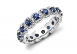 18ct White Gold Sapphire & Diamond Round Brilliant Cut Full Eternity Ring 2.15ct