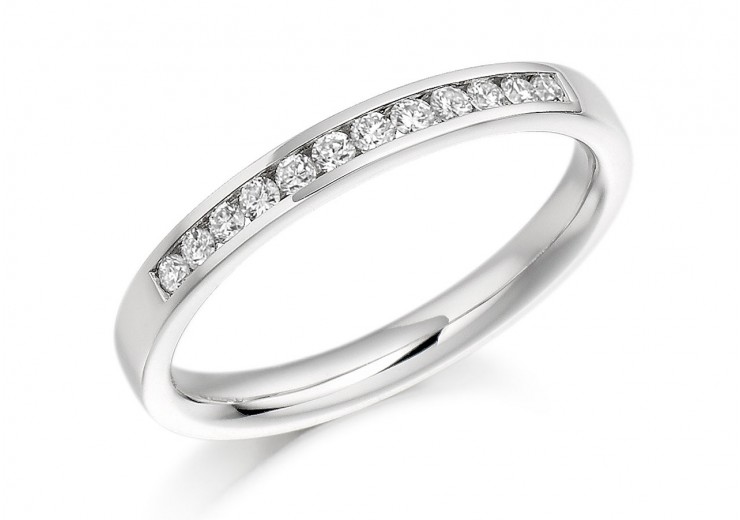 Platinum Round Brilliant Cut Diamond Half Eternity Ring 0.20ct