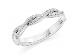 18ct White Gold Round Brilliant Cut Diamond Twist Half Eternity Ring 0.12ct