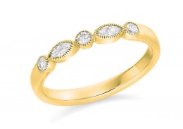 18ct Yellow Gold Round Brilliant & Marquise Cut Diamond Eternity Ring 0.28ct