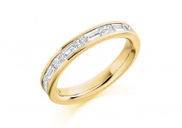 18ct Yellow Gold Princess & Baguette Cut Diamond Half Eternity Ring 1.20ct