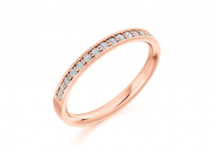 18ct Rose Gold Round Brilliant Cut Diamond Half Eternity Ring 0.25ct