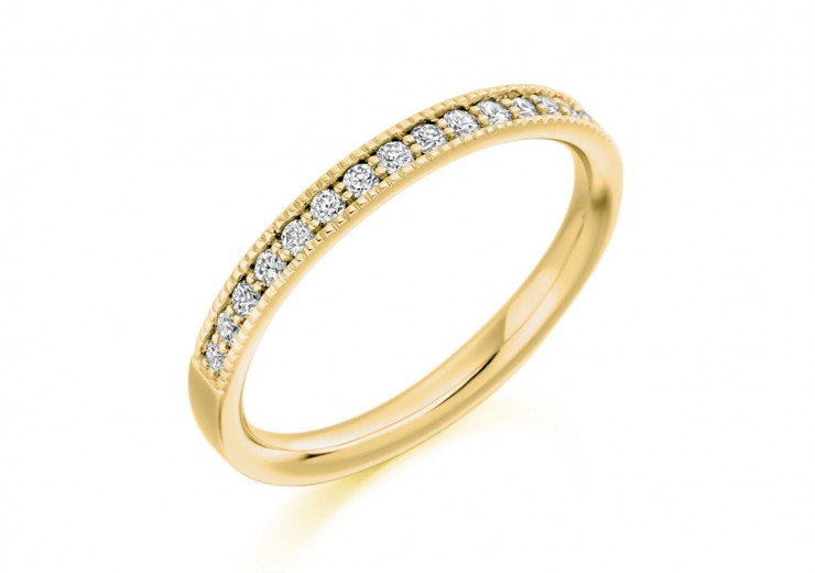 9ct Yellow Gold Round Brilliant Cut Diamond Half Eternity Ring 0.25ct