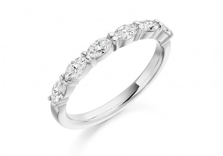 18ct White Gold Marquise Cut Half Eternity Ring 0.60ct