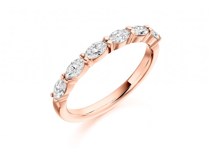 18ct Rose Gold Marquise Cut Half Eternity Ring 0.60ct