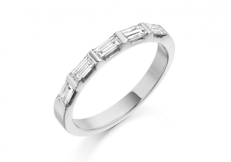 18ct White Gold Baguette Cut Half Eternity Ring 0.45ct