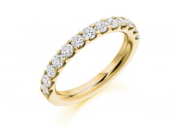 18ct Yellow Gold Round Brilliant Cut Half Eternity Ring 1ct