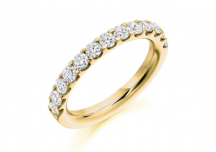 18ct Yellow Gold Round Brilliant Cut Half Eternity Ring 1ct