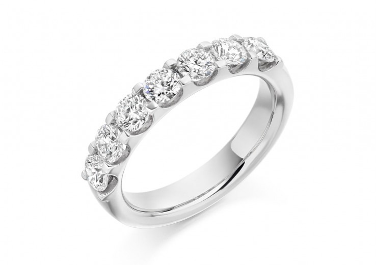 18ct White Gold Round Brilliant Cut Diamond Half Eternity Ring 1.30ct