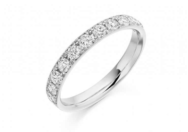 18ct White Gold Round Brilliant Cut Half Eternity Ring 0.65ct