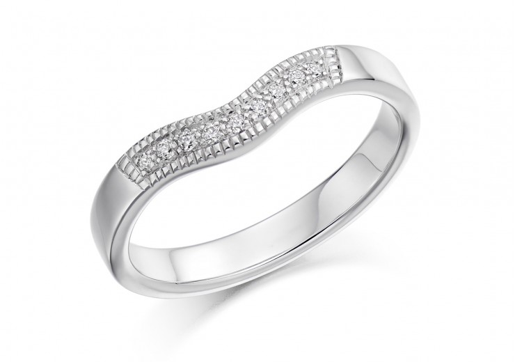 18ct White Gold Round Brilliant Cut Half Wave Eternity Ring 0.08ct