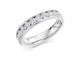 18ct White Gold Round Brilliant Cut Diamond Half Eternity Ring 1ct