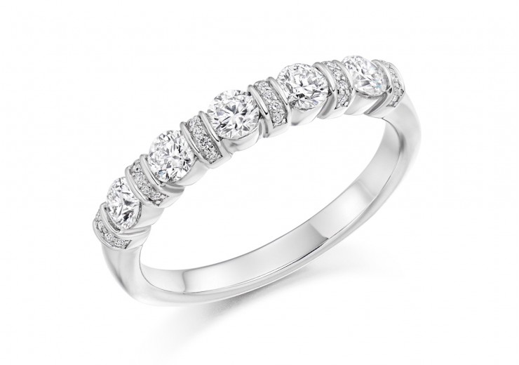 18ct White Gold Round Brilliant Cut Half Eternity Ring 0.60ct