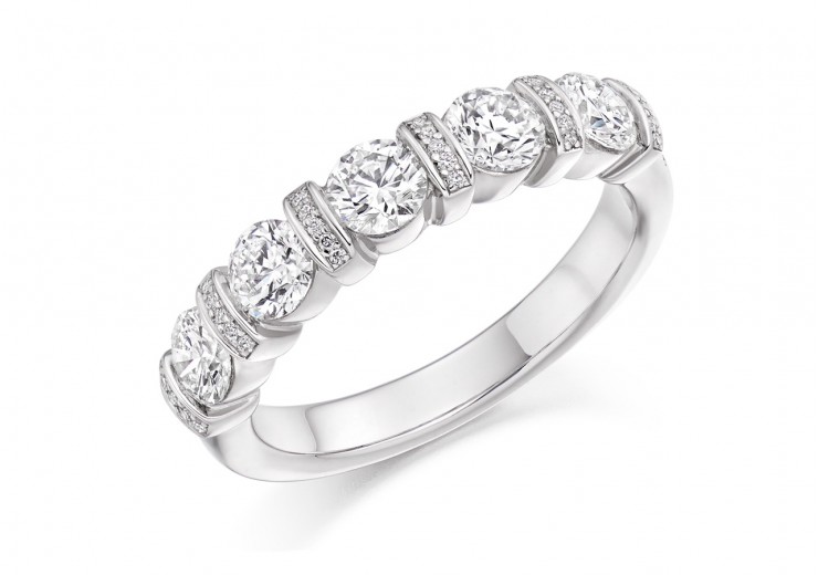 18ct White Gold Round Brilliant Cut Half Eternity Ring 1.20ct