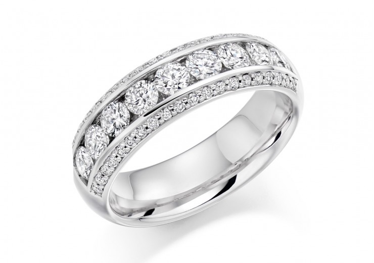 18ct White Gold Round Brilliant Cut Half Eternity Ring 1.25ct