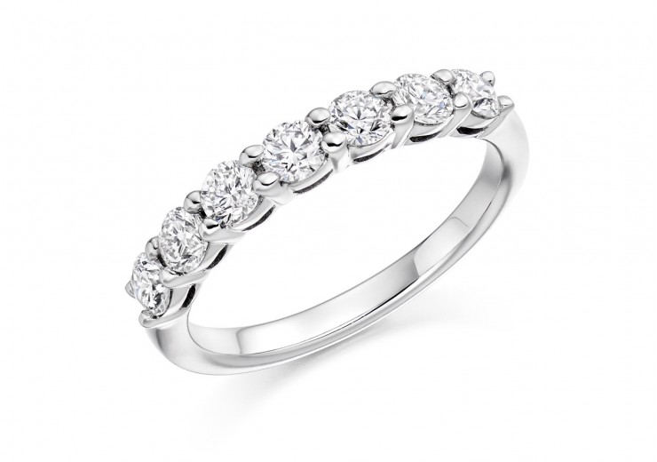 18ct White Gold Round Brilliant Cut Half Eternity Ring 0.75ct