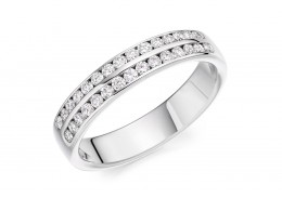 18ct White Gold Round Brilliant Cut Diamond 2 Row Half Eternity Ring 0.35ct