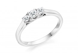 18ct White Gold Round Brilliant Cut Diamond Trilogy Ring 0.40ct