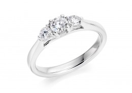 18ct White Gold Round Brilliant Cut Diamond Trilogy Ring 0.55ct